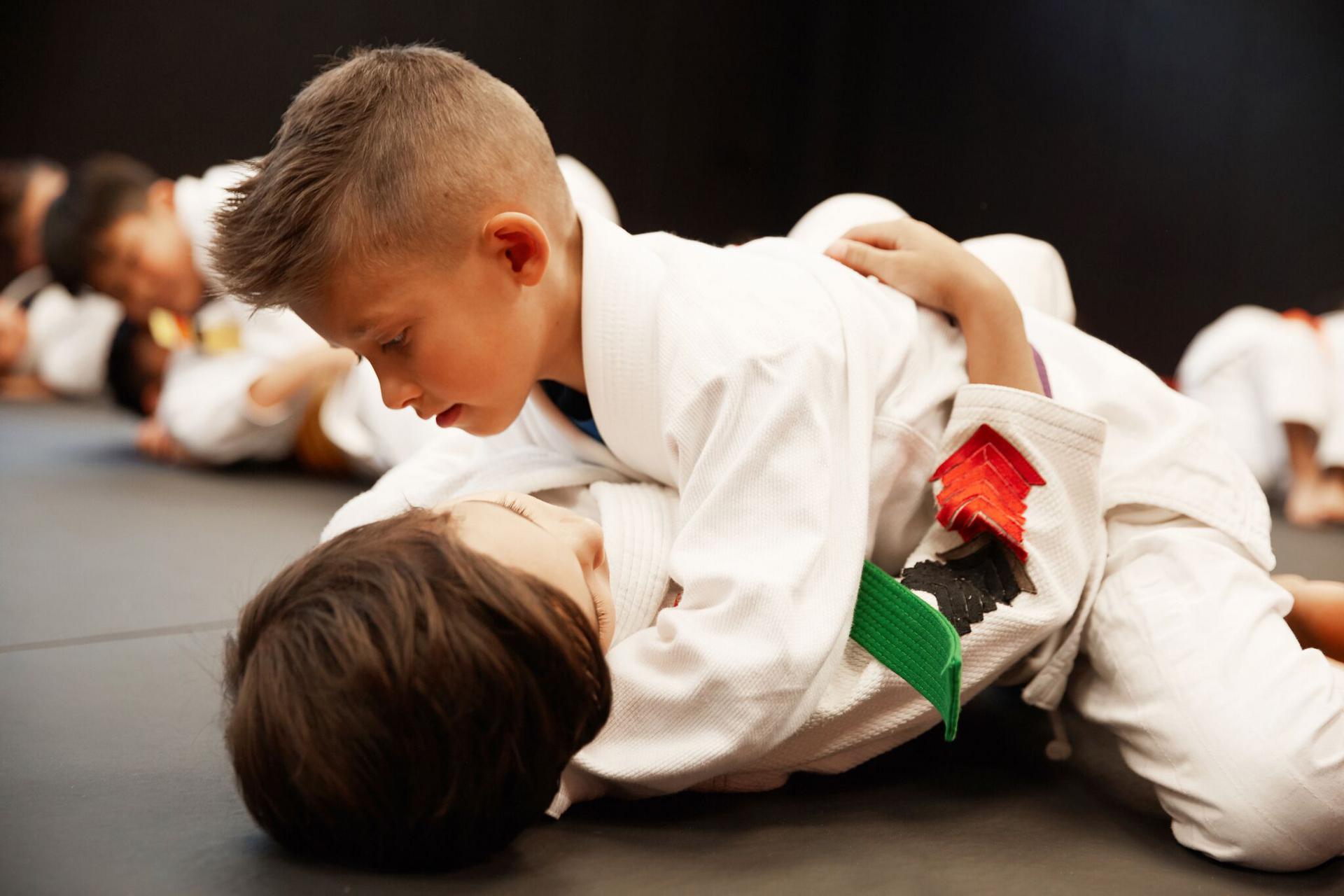 two kids training in a bergen county martial arts program